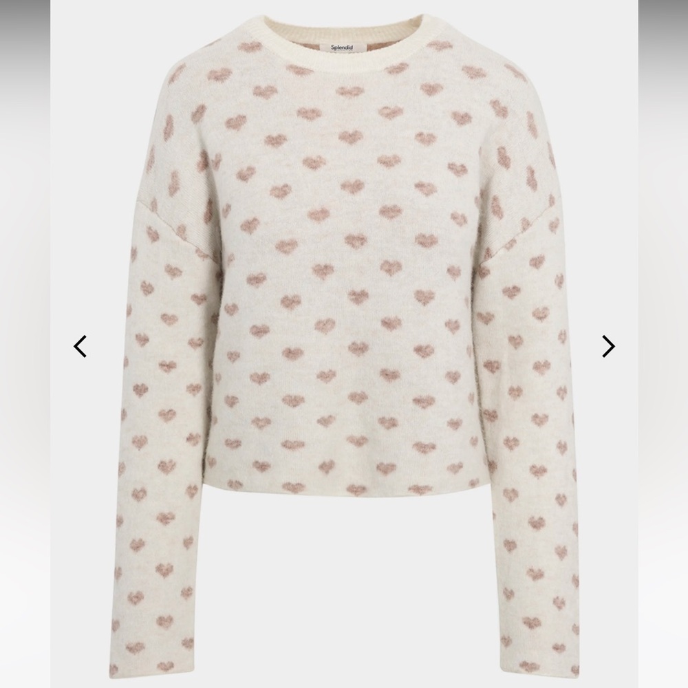 NWT Splendid Lolly Hearts wool blend sweater, size L.